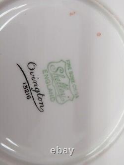 Set of 8 Rare SHELLEY, England OVINGTON 133216 Bone China Cream soup Cup Saucer