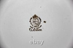Set of 8 Royal Worcester Eleanor Dinner Plates 10.5 Bone China England Gold Rim
