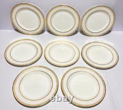 Set of 8 Wedgwood Colonnade Dinner Plates 10 1/2 Bone China England Gold Gilt