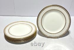 Set of 8 Wedgwood Colonnade Dinner Plates 10 1/2 Bone China England Gold Gilt