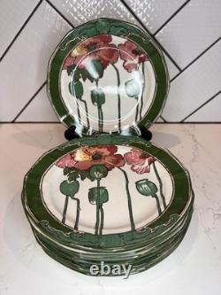 Set of 9 Antique Art Nouveau Royal Doulton 8? Inch Pink Poppy Plates