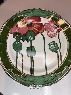 Set of 9 Antique Art Nouveau Royal Doulton 8? Inch Pink Poppy Plates