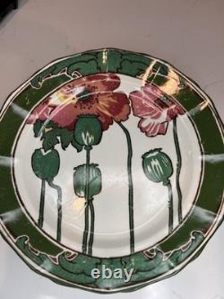 Set of 9 Antique Art Nouveau Royal Doulton 8? Inch Pink Poppy Plates