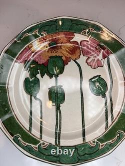 Set of 9 Antique Art Nouveau Royal Doulton 8? Inch Pink Poppy Plates