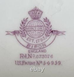 Set of 9 Gorgeous Antique MINTON Ripon Purple & Pink 10 Dinner Plates ENGLAND