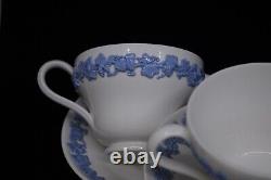 Set of Eight Wedgwood Queensware Lavender (Blue) on Cream Cup and Saucer
