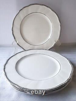 Set of Four Wedgwood Crown Platinum Bone China Dinner Plates