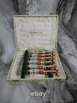 Set of Six Royal Crown Derby Old Imari Fruit Forks Bone China England