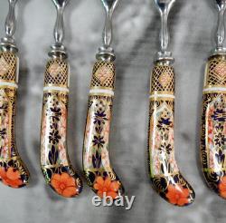 Set of Six Royal Crown Derby Old Imari Fruit Forks Bone China England