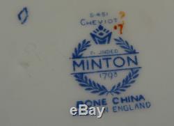 Set of Twelve (12) Minton Bone China Cheviot Blue S451 Soup Bowls England