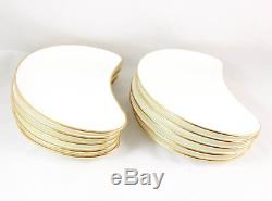 Set(s) 6 Crescent Shape Salad Plate Vintage Minton Bone China England Gold White
