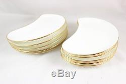 Set(s) 6 Crescent Shape Salad Plate Vintage Minton Bone China England Gold White