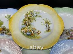 Shelley 10 1/2 English Countryside Scene Plates(Set of 6) Bone China England