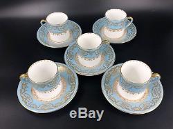 Shelley 12886/25 Blue Coffee Cup Saucer Set For 5 Rare Bone China England