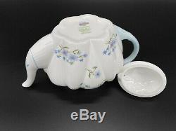 Shelley Blue Rock 4 Cups Teapot Creamer Sugar Bowl Set Bone China England