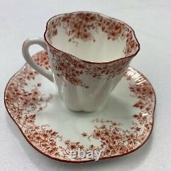Shelley Bone China Dainty Orange Demitasse Tea Cup & Saucer Set Demi Rare Daisy