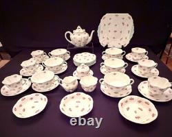Shelley Bone China Dainty Rosebud Dessert Set for 6 (41 Pieces)