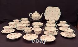 Shelley Bone China Dainty Rosebud Dessert Set for 6 (41 Pieces)
