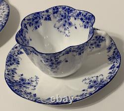 Shelley Bone China England Dainty Blue Teacup Saucer 5 Piece Place Setting