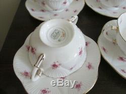 Shelley Bone China England Dainty Pink Roses Set Of 4 Cream Soup Bowl And Saucer