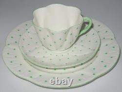 Shelley Bone China, England, Green Polka Dot, Dessert, Cup & Saucer Cake Set