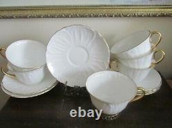 Shelley Bone China England Oleander White Set Of 6 Tea Cup And Saucer