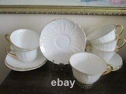 Shelley Bone China England Oleander White Set Of 6 Tea Cup And Saucer