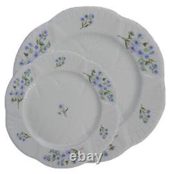 Shelley Bone China England Pansy Forget Me Not 4 Pc Demi Cup Saucer & Plates Set