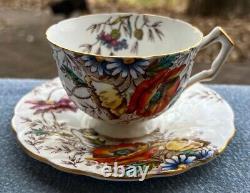Shelley Bone China Poppies Cup and Saucer Set ENGLAND
