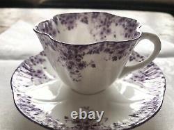 Shelley DAINTY MAUVE Teacup and Saucer Set England Bone China Purple Daisies