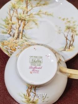 Shelley Daffodil Time Teacup & Saucer Teapot Fine Bone China England #13370 Set