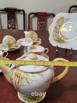 Shelley Daffodil Time Teacup & Saucer Teapot Fine Bone China England #13370 Set