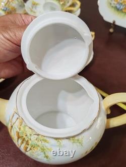 Shelley Daffodil Time Teacup & Saucer Teapot Fine Bone China England #13370 Set