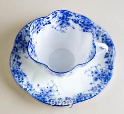 Shelley Dainty Blue Flat Cups and Saucers Set of 3 Vintage Bone China England