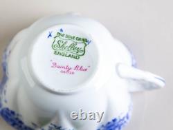 Shelley Dainty Blue Flat Cups and Saucers Set of 3 Vintage Bone China England