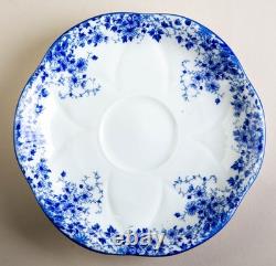 Shelley Dainty Blue Flat Cups and Saucers Set of 3 Vintage Bone China England