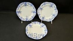Shelley Dainty Blue Set of 3 Dessert Pie Plates England Bone China