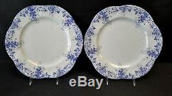Shelley Dainty Blue Set of 8 Large Dinner Plates England Bone China