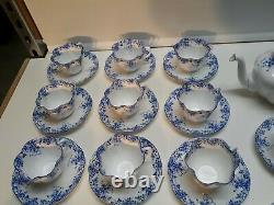 Shelley England Bone China Luncheon Tea Set for 12 Dainty Blue Pattern 51 Pc