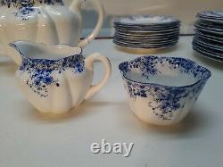 Shelley England Bone China Luncheon Tea Set for 12 Dainty Blue Pattern 51 Pc