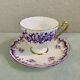 Shelley England Fine Bone China Mauve / Purple flowers Cup and Saucer Set