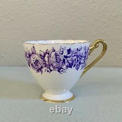 Shelley England Fine Bone China Mauve / Purple flowers Cup and Saucer Set