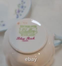 Shelley England Floral Blue Rock Dainty Fine Bone China Cup & Saucer Flared Fan