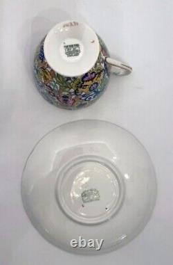 Shelley Fine Bone China Paisley Floral Footed Tea Cup Saucer Set Made In England