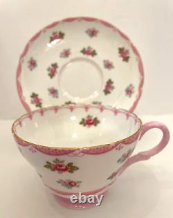 Shelley Fine Bone China Rosebud Tea Cup Saucer Set Made In England #13520