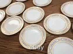 Spaulding Chicago England Porcelain China Set 12 dinner Plates 10.25 gold rim