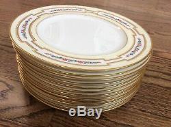 Spaulding Chicago England Porcelain China Set 12 dinner Plates 10.25 gold rim