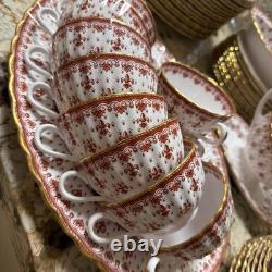 Spode Bone China Fleur De Lys Red From Spode Design C. 1860 Tea Set 36 Pieces