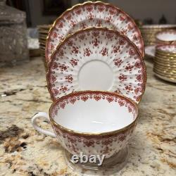 Spode Bone China Fleur De Lys Red From Spode Design C. 1860 Tea Set 36 Pieces