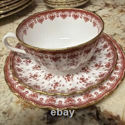 Spode Bone China Fleur De Lys Red From Spode Design C. 1860 Tea Set 36 Pieces